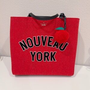 Kate Spade Red Nouveau York Tote with Cherry Charm